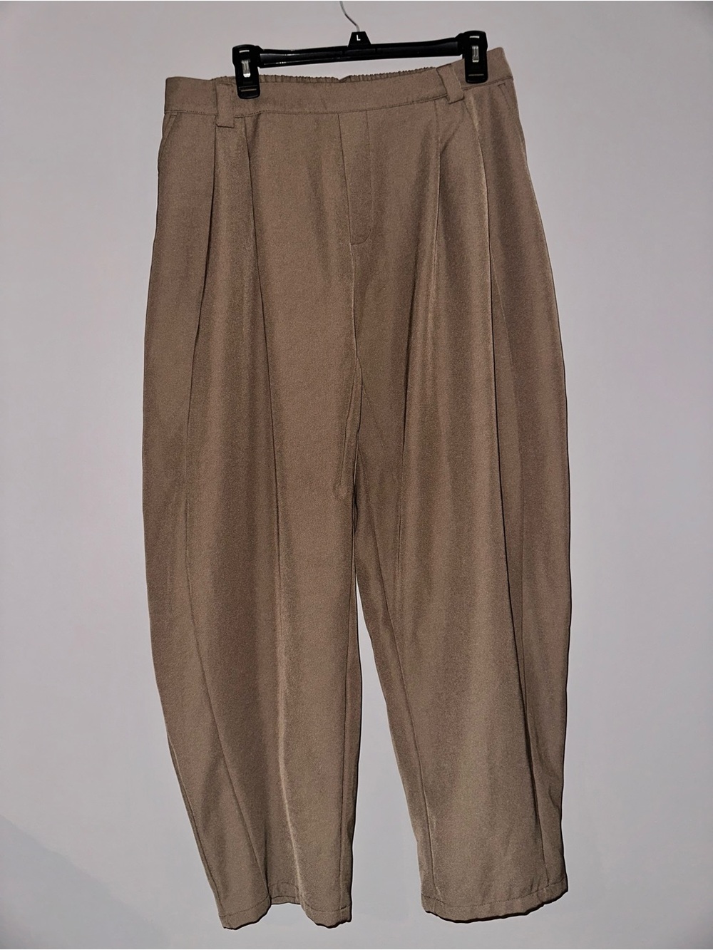 HALARA Taupe Pleated High-Waist Trousers